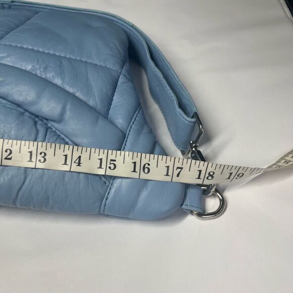 STYLISM Denmark Sheepskin Oversized Puffy Quilted Light Blue Crossbody Bag NWOT - Picture 10 of 11